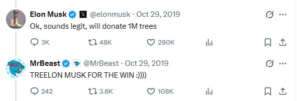 Tweet: Ok, sounds legit, will donate 1M trees