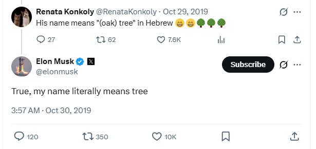 Tweet: True, my name literally means tree